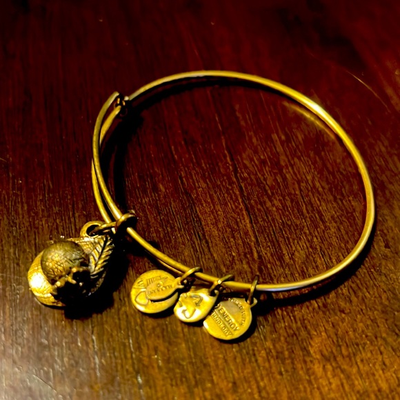 Alex and Ani Rafaelian Gold Decorative Hat Charm Bangle Bracelet - Picture 1 of 1